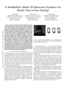 A Probabilistic Model Of Interaction Dynamics for Dyadic Face-to-Face
  Settings