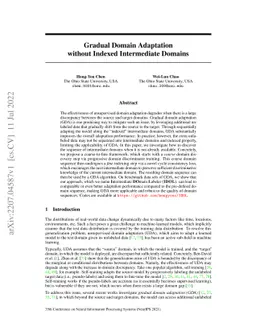 Gradual Domain Adaptation without Indexed Intermediate Domains