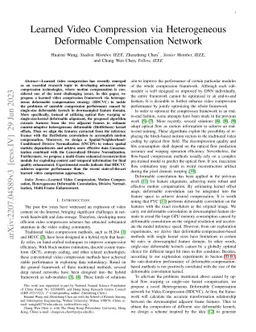 Learned Video Compression via Heterogeneous Deformable Compensation
  Network