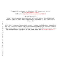 Hybrid iLQR Model Predictive Control for Contact Implicit Stabilization
  on Legged Robots