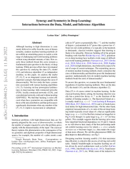 Synergy and Symmetry in Deep Learning: Interactions between the Data,
  Model, and Inference Algorithm