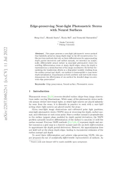 Edge-preserving Near-light Photometric Stereo with Neural Surfaces