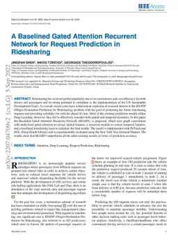 A Baselined Gated Attention Recurrent Network for Request Prediction in
  Ridesharing