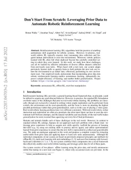 Don't Start From Scratch: Leveraging Prior Data to Automate Robotic
  Reinforcement Learning