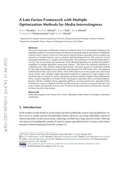 A Late Fusion Framework with Multiple Optimization Methods for Media
  Interestingness