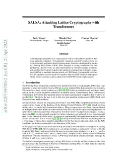SALSA: Attacking Lattice Cryptography with Transformers