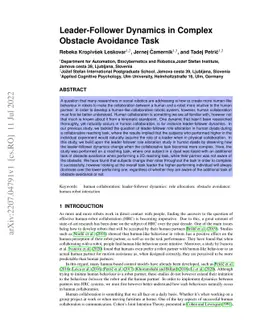 Leader-Follower Dynamics in Complex Obstacle Avoidance Task