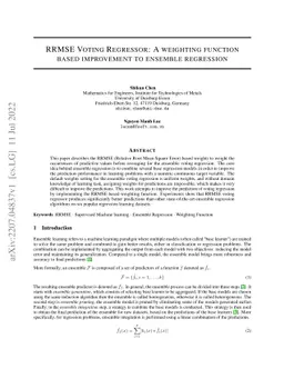 RRMSE Voting Regressor: A weighting function based improvement to
  ensemble regression