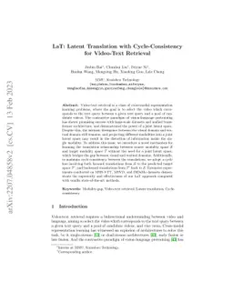 LaT: Latent Translation with Cycle-Consistency for Video-Text Retrieval