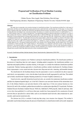 Proposal and Verification of Novel Machine Learning on Classification
  Problems