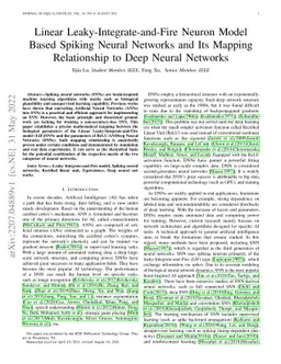 Linear Leaky-Integrate-and-Fire Neuron Model Based Spiking Neural
  Networks and Its Mapping Relationship to Deep Neural Networks