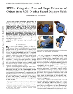 SDFEst: Categorical Pose and Shape Estimation of Objects from RGB-D
  using Signed Distance Fields