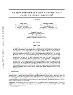 The Mean Dimension of Neural Networks -- What causes the interaction
  effects?