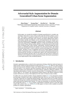 Adversarial Style Augmentation for Domain Generalized Urban-Scene
  Segmentation