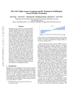 HLT-MT: High-resource Language-specific Training for Multilingual Neural
  Machine Translation