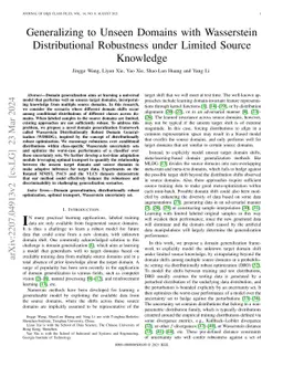 Generalizing to Unseen Domains with Wasserstein Distributional
  Robustness under Limited Source Knowledge