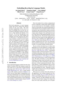 Embedding Recycling for Language Models