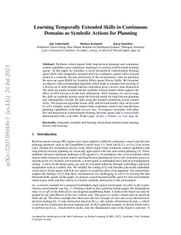 Learning Temporally Extended Skills in Continuous Domains as Symbolic
  Actions for Planning