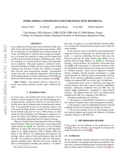 Intra-Modal Constraint Loss For Image-Text Retrieval