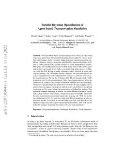 Parallel Bayesian Optimization of Agent-based Transportation Simulation