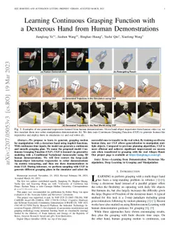 Learning Continuous Grasping Function with a Dexterous Hand from Human
  Demonstrations