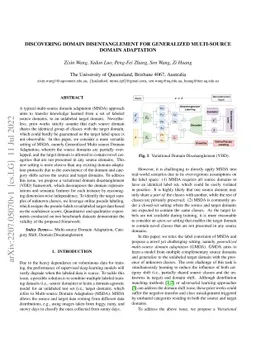 Discovering Domain Disentanglement for Generalized Multi-source Domain
  Adaptation