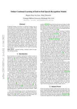 Online Continual Learning of End-to-End Speech Recognition Models