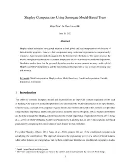 Shapley Computations Using Surrogate Model-Based Trees