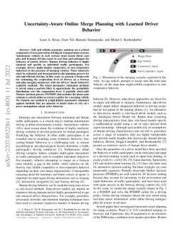 Uncertainty-Aware Online Merge Planning with Learned Driver Behavior