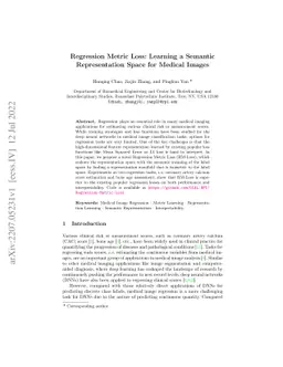 Regression Metric Loss: Learning a Semantic Representation Space for
  Medical Images