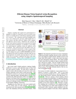 Efficient Human Vision Inspired Action Recognition using Adaptive
  Spatiotemporal Sampling
