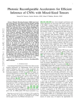 Photonic Reconfigurable Accelerators for Efficient Inference of CNNs
  with Mixed-Sized Tensors