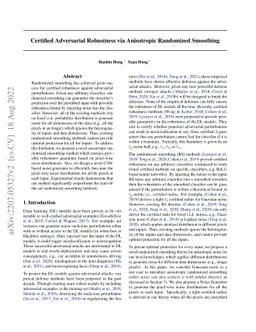 Certified Adversarial Robustness via Anisotropic Randomized Smoothing