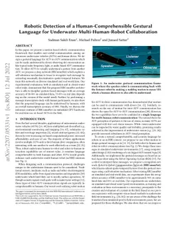 Robotic Detection of a Human-Comprehensible Gestural Language for
  Underwater Multi-Human-Robot Collaboration