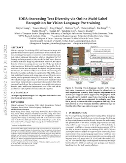 IDEA: Increasing Text Diversity via Online Multi-Label Recognition for
  Vision-Language Pre-training