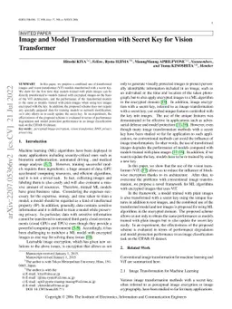 Image and Model Transformation with Secret Key for Vision Transformer