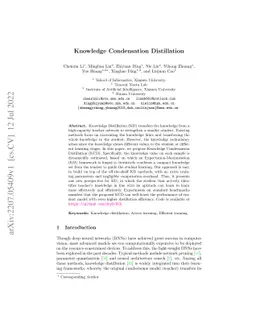 Knowledge Condensation Distillation