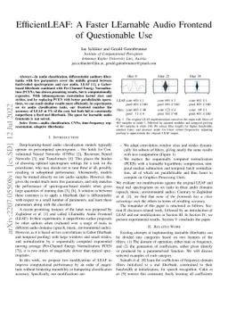 EfficientLEAF: A Faster LEarnable Audio Frontend of Questionable Use