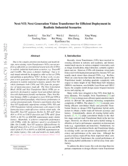Next-ViT: Next Generation Vision Transformer for Efficient Deployment in
  Realistic Industrial Scenarios