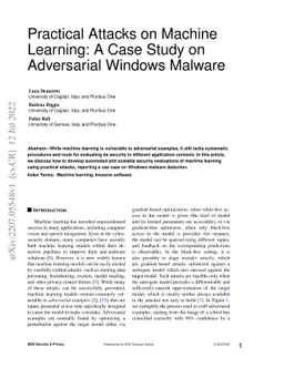 Practical Attacks on Machine Learning: A Case Study on Adversarial
  Windows Malware