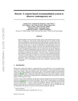 Docent: A content-based recommendation system to discover contemporary
  art