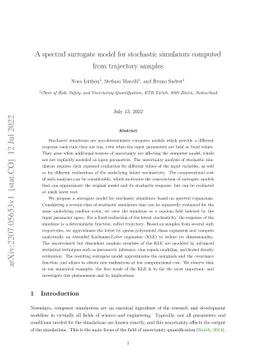 A spectral surrogate model for stochastic simulators computed from
  trajectory samples