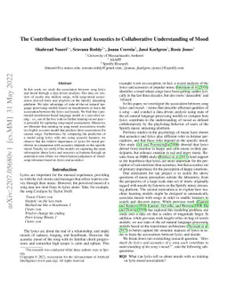 The Contribution of Lyrics and Acoustics to Collaborative Understanding
  of Mood