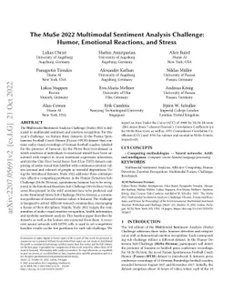 The MuSe 2022 Multimodal Sentiment Analysis Challenge: Humor, Emotional
  Reactions, and Stress