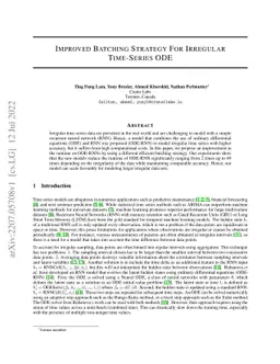 Improved Batching Strategy For Irregular Time-Series ODE