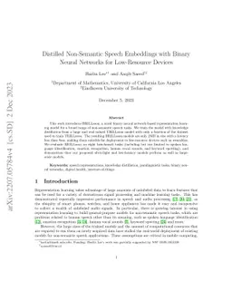 Distilled Non-Semantic Speech Embeddings with Binary Neural Networks for
  Low-Resource Devices