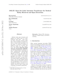 OSLAT: Open Set Label Attention Transformer for Medical Entity Retrieval
  and Span Extraction