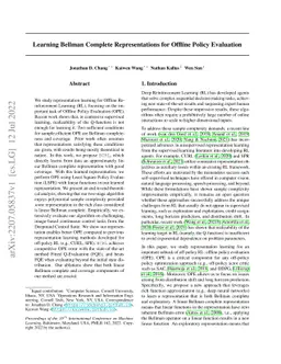 Learning Bellman Complete Representations for Offline Policy Evaluation