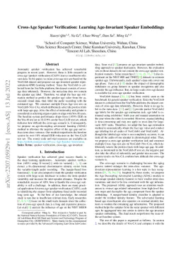 Cross-Age Speaker Verification: Learning Age-Invariant Speaker
  Embeddings