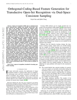 Orthogonal-Coding-Based Feature Generation for Transductive Open-Set
  Recognition via Dual-Space Consistent Sampling